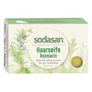 Sodasan, Органічне мило-шампунь для волосся Розмарин для зміцнення і зростання волосся, 100 г