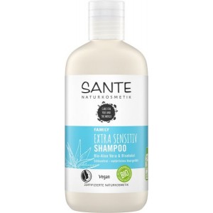 Sante, БІО-Шампунь Extra Sensitiv для чутливої шкіри голови Алое Віра і Бісаболол (для всієї родини), 250мл Sante, БІО-Шампунь Extra Sensitiv для чутливої шкіри голови Алое Віра і Бісаболол (для всієї родини), 250мл