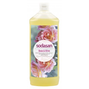 Sodasan, Органическое мыло Rose-Olive жидкое, тонизирующее, с розовым и оливковым маслами Содасан, 1000 мл (без дозатора)