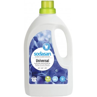 SODASAN, Органическое жидкое средство Universal / Bright&White для стирки белых и цветных вещей, 1.5л