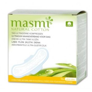 MASMI, Органічні ультратонкі бавовняні прокладки з крильцями для нормальних і сильних виділень, 10 шт.
