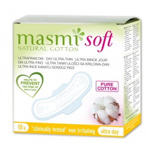 MASMI, Натуральные прокладки SOFT ультратонкие гигиенические для нормальных выделений, с крылышками, 10 шт. MASMI, Натуральные прокладки SOFT ультратонкие гигиенические для нормальных выделений, с крылышками, 10 шт.