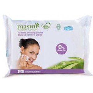 MASMI, Органічні вологі серветки для зняття макіяжу, 20шт