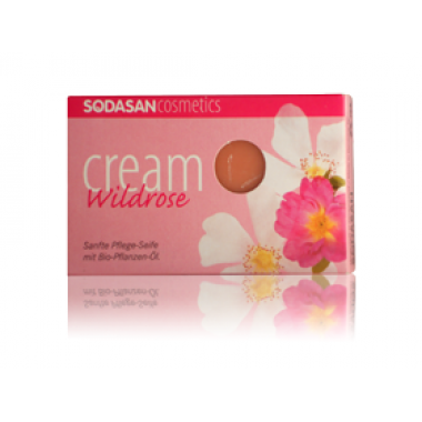 Sodasan, Organic Мило-крем Wild roses для особи з маслами Диких троянд і герані, 100 г
