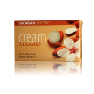 Sodasan, Organic Мило-крем Almond для обличчя з оліями Мигдалю та Авокадо,100 г